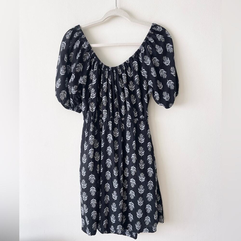 Old Navy Puff-Sleeve Printed Tie Back Mini Dress Women’s size M Black